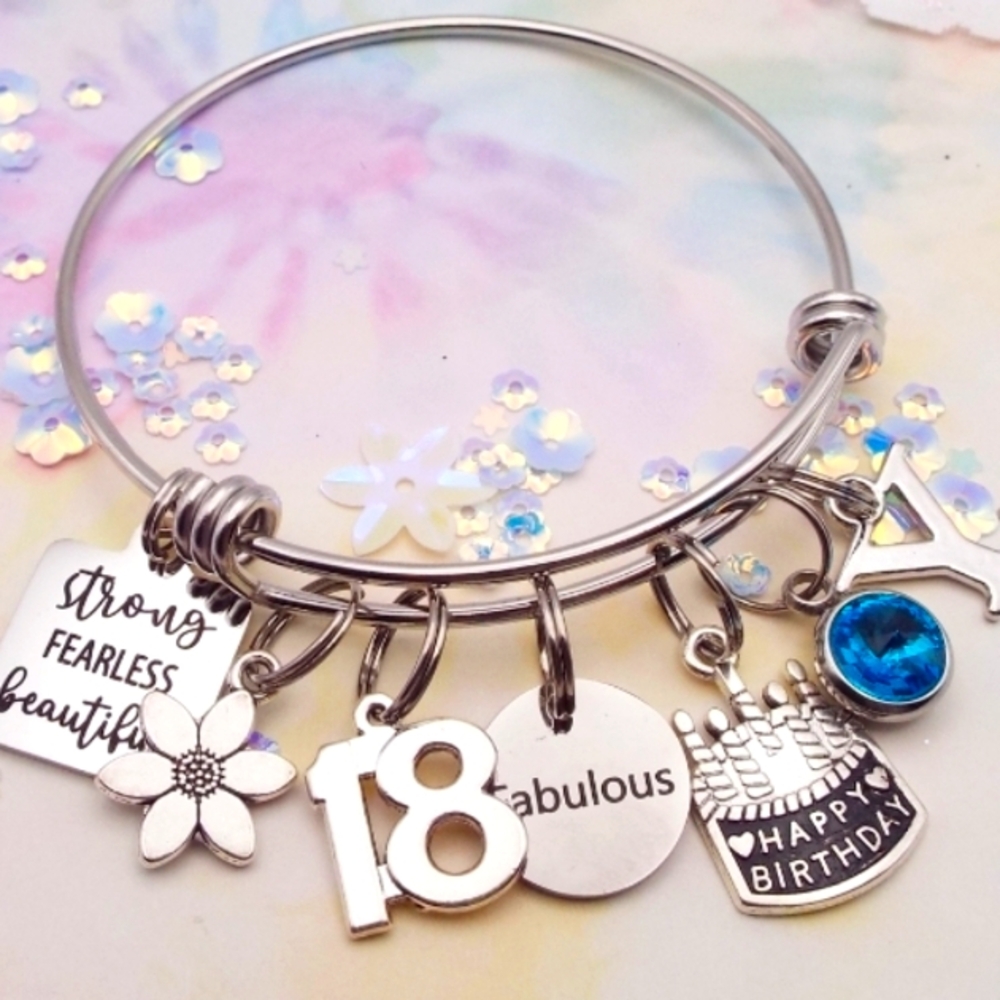 Charm Bracelet - "M", Ruby, 18th BDay - MSRP $29.90